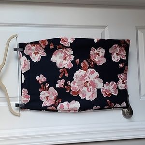 Floral Pencil Skirt Navy and Pink